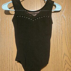LOT OF THREE (3) black dance leotards, girls size M 10/12 and L 12/14
